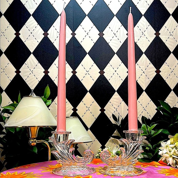 Vintage Fostoria Baroque Etched Candle Holders| Depression Glass| Midcentury - Picture 13 of 13